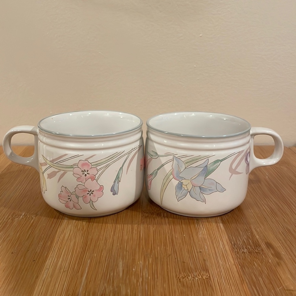 🌸 Vintage Studio Nova Villager New Gabriele Mugs – Set of 2 Floral Soup Cups